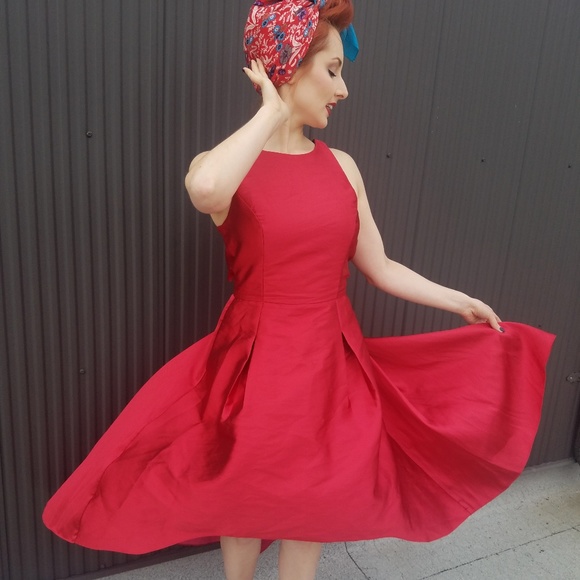 Sachin & Babi Cutout Cocktail Hi-Low pin-up 50s style Prom Evening Gown - Picture 3 of 6